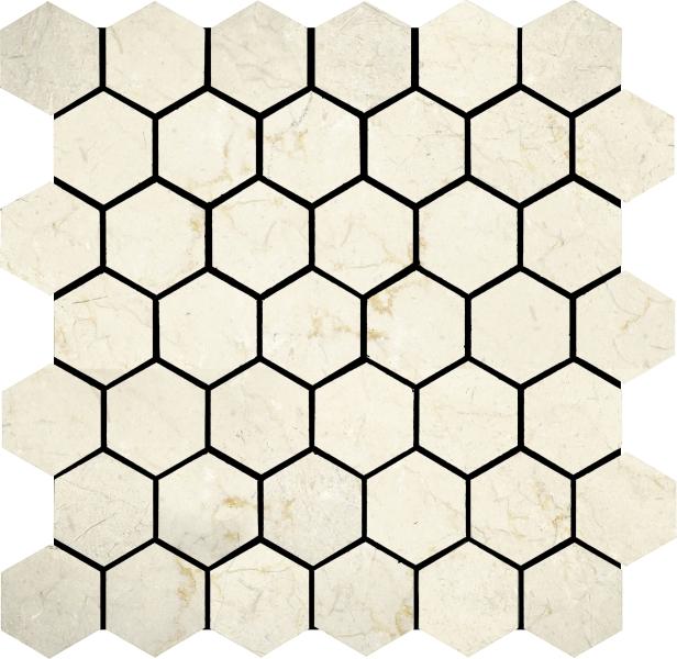 Crema Marfil Hexagon Mosaic Tile 1x1"
