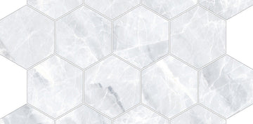Porcelain Mosaic Nambia (Hexagon) White Satin Matte Backsplash Tile 3