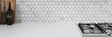 Porcelain Mosaic Nambia (Hexagon) White Satin Matte Backsplash Tile 3
