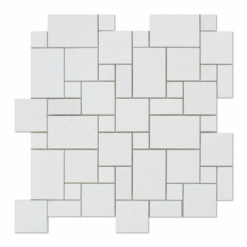 Thassos White (Greek) Marble Mosaic 3/8 Mini-Versailles Pattern Mosaic