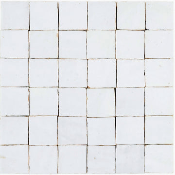 Pure White 2”x2” Square Zellige Mosaic Wall Tile