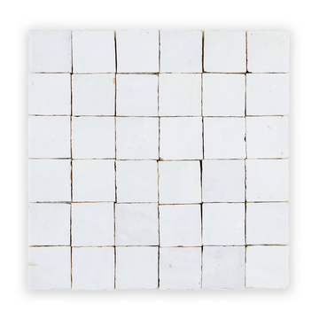 Pure White 2”x2” Square Zellige Mosaic Wall Tile