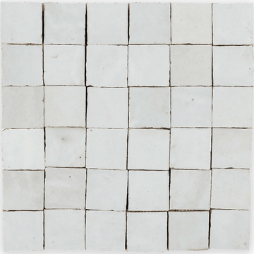 White Gardenia 2”x2” Square Zellige Mosaic Wall Tile