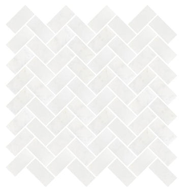 Afyon White Polished Herringbone Wall and Floor Mosaic Tile
