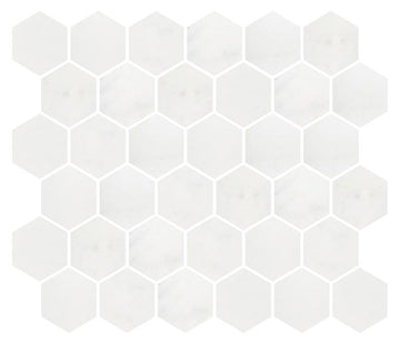 Afyon White Polished Hexagon Mosaic Tile 2