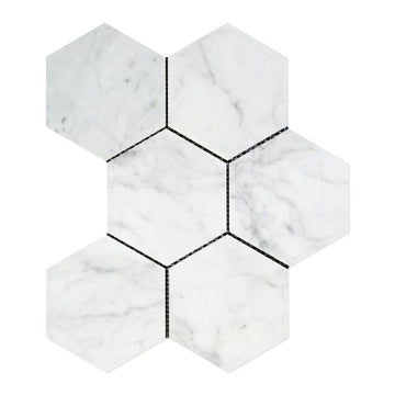 Carrara Italian Hexagon Mosaic Backsplash and Wall Tile