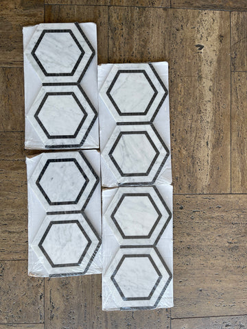 Carrara Italian Hexagon Combination Mosaic Backsplash and Wall Tile 5