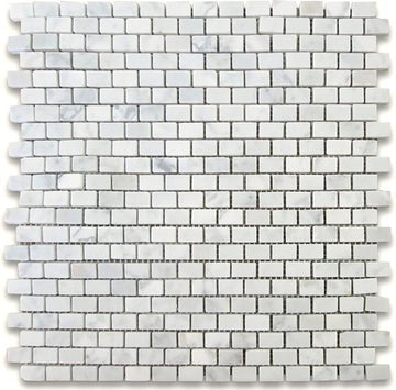 Carrara Italian Mini Brick Mosaic Backsplash Wall Tile 5/8