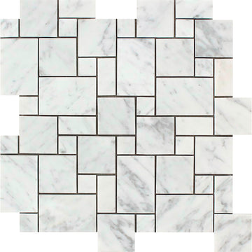 Carrara Italian Mini Versailles Mosaic Backsplash and Wall Tile