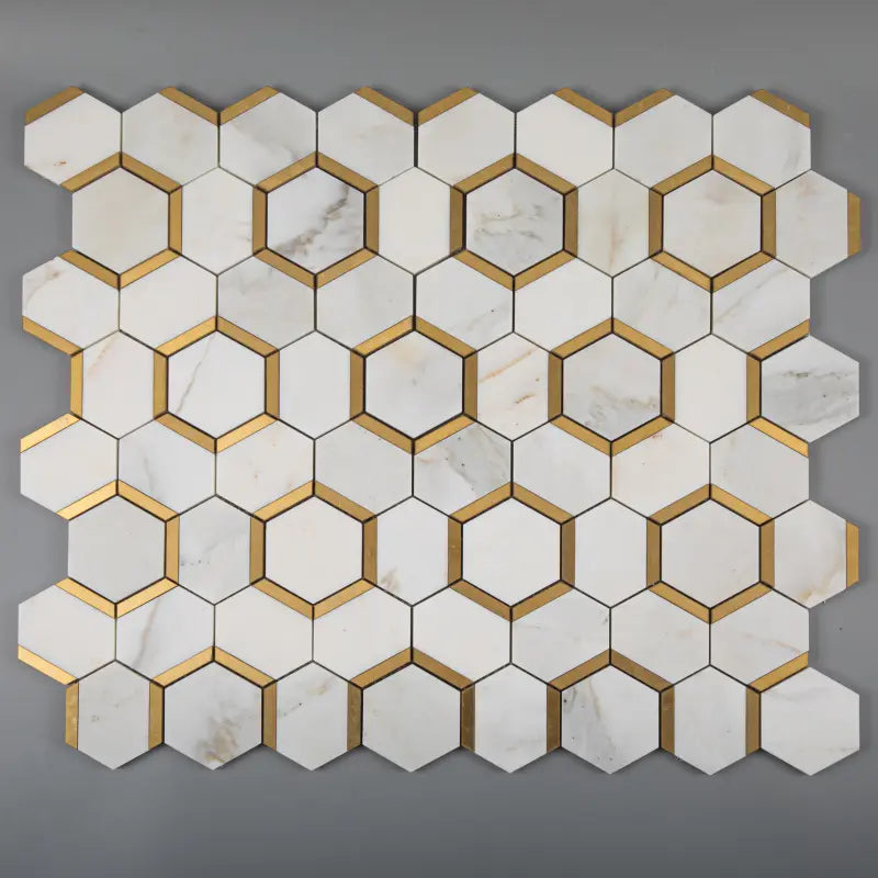 Calacatta Gold Marble 3" Hexagon Polished Mosaic Tile