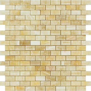 Honey Onyx Polished Mini Brick Mosaic Tile 5/8x1 1/4