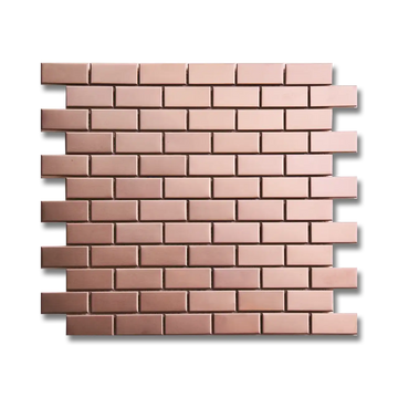 Metals Rose 12”x12” Brick Brushed Aluminum Mosaic Tile