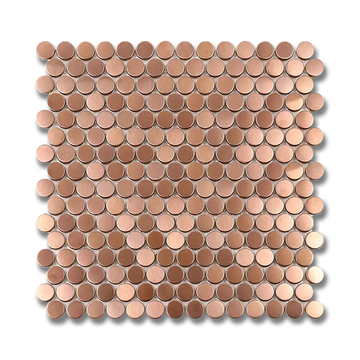 Metals Rose Gold Penny Round Brushed Aluminum Mosaic Tile