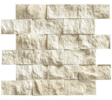 Noble White Cream Split Face Brick Mosaic Tile
