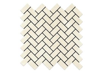 Noble White Cream Mini Herringbone Mosaic Tile 5/8x1 1/4