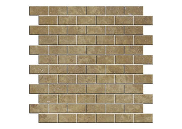 Noce Travertine Filled & Honed Brick Mosaic Tile 1x2