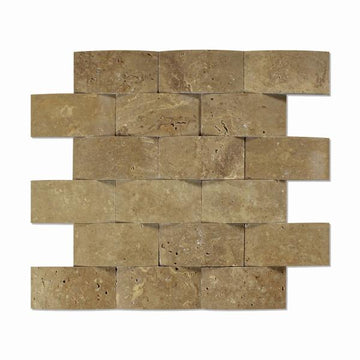 Noce Travertine Round Brick Mosaic Tile 2x4