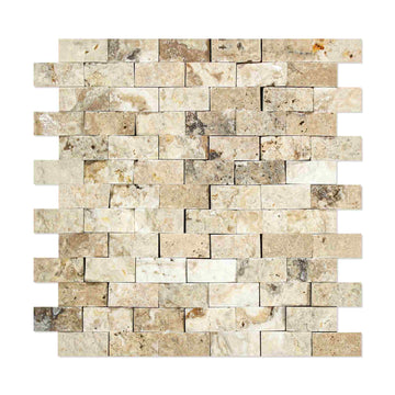 Philadelphia Travertine Split Faced Brick Mosaic Tile