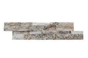 Silver Travertine Split Faced Ledger Wall Tile 6x24