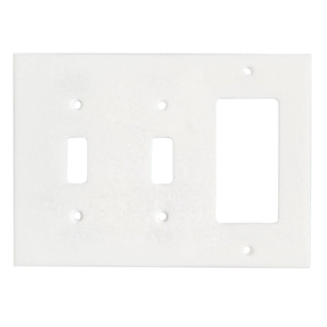 Thassos White Marble 4 1/2 x 6 1/3  Switch Plate DOUBLE TOGGLE - ROCKER Wall Cover