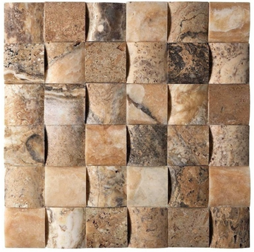 Antico Onyx Travertine Tumbled Round Faced Mosaic Tile