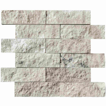 Tundra Gray Marble Split Faced Brick Mosaic Tile 2x6