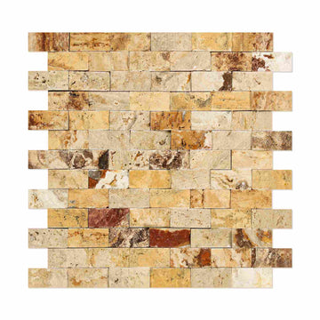 Valencia Travertine Split Faced Brick Mosaic Tile  1x2