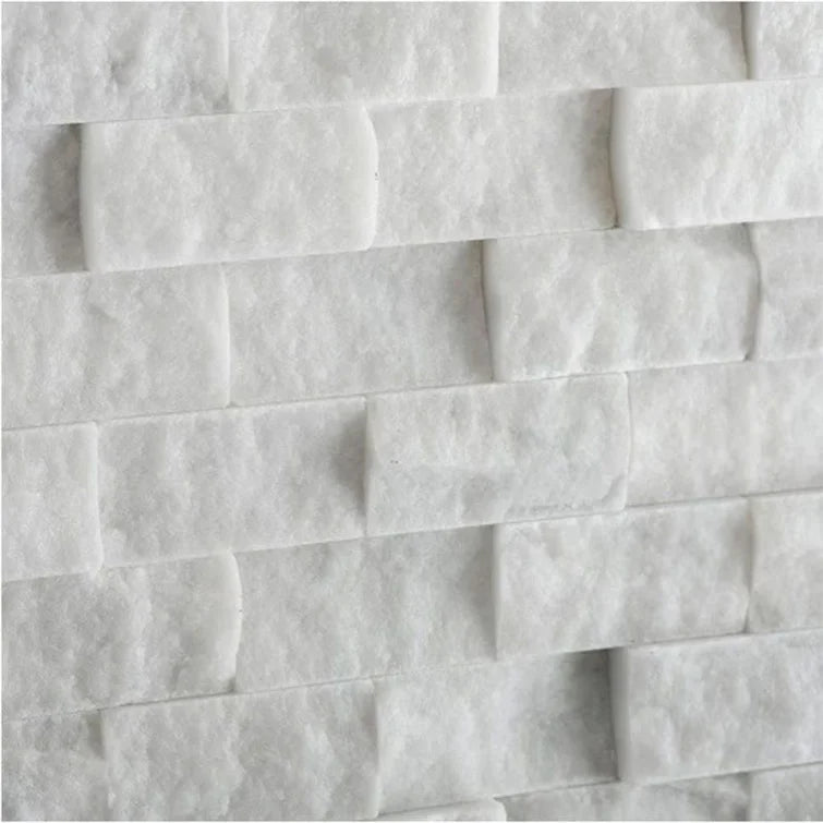 Thassos White 2" X 4" Brick Mosaic Split-Faced