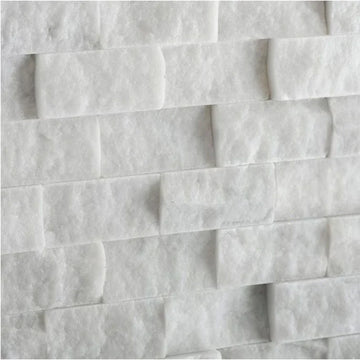 Thassos White 2" X 4" Brick Mosaic Split-Faced