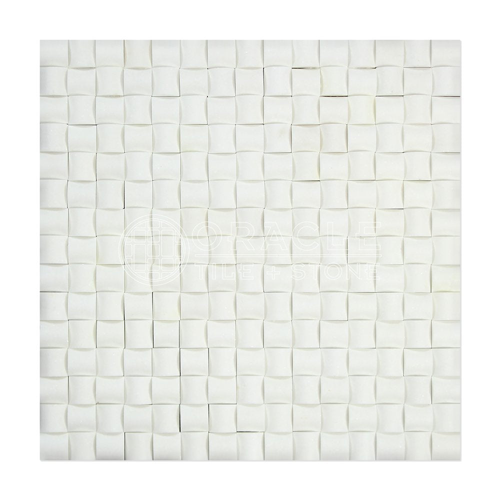 Thassos White (Greek) Marble Mosaic 3/8 3-D Small-Bread Mosaic