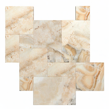 Oyster Travertine Tile Versailles Pattern 3/8 Filled, Honed & Straight-Edged French Pattern