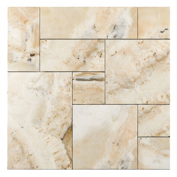 Oyster Travertine Tile Versailles Pattern 3/8 Unfilled, Brushed & Chiseled French Pattern