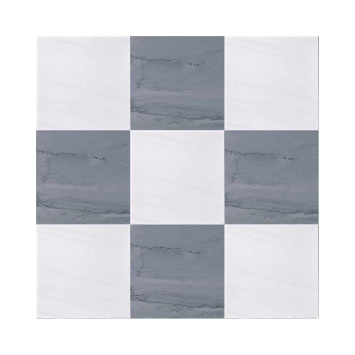 Checkerboard - Bardiglio Imperiale & Bianco Dolomite Marble Tile