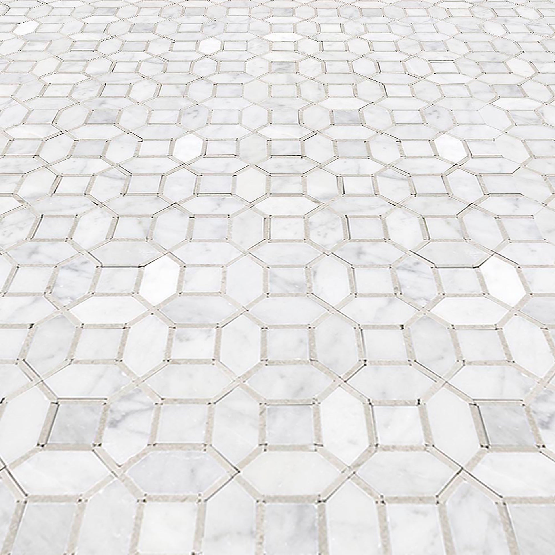 Belfast Carrara W/ Grey Marble  - Backsplash Mosaic Tile