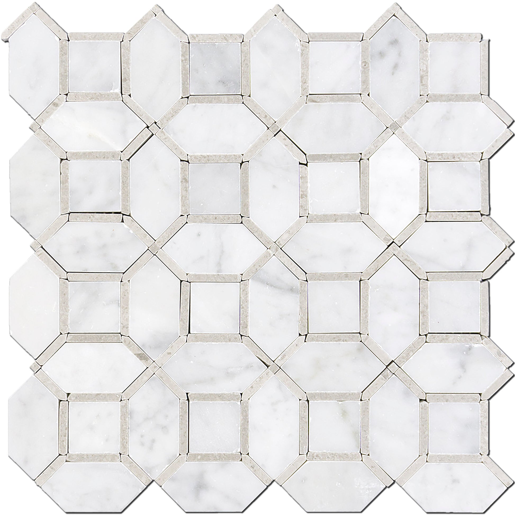 Belfast Carrara W/ Grey Marble  - Backsplash Mosaic Tile