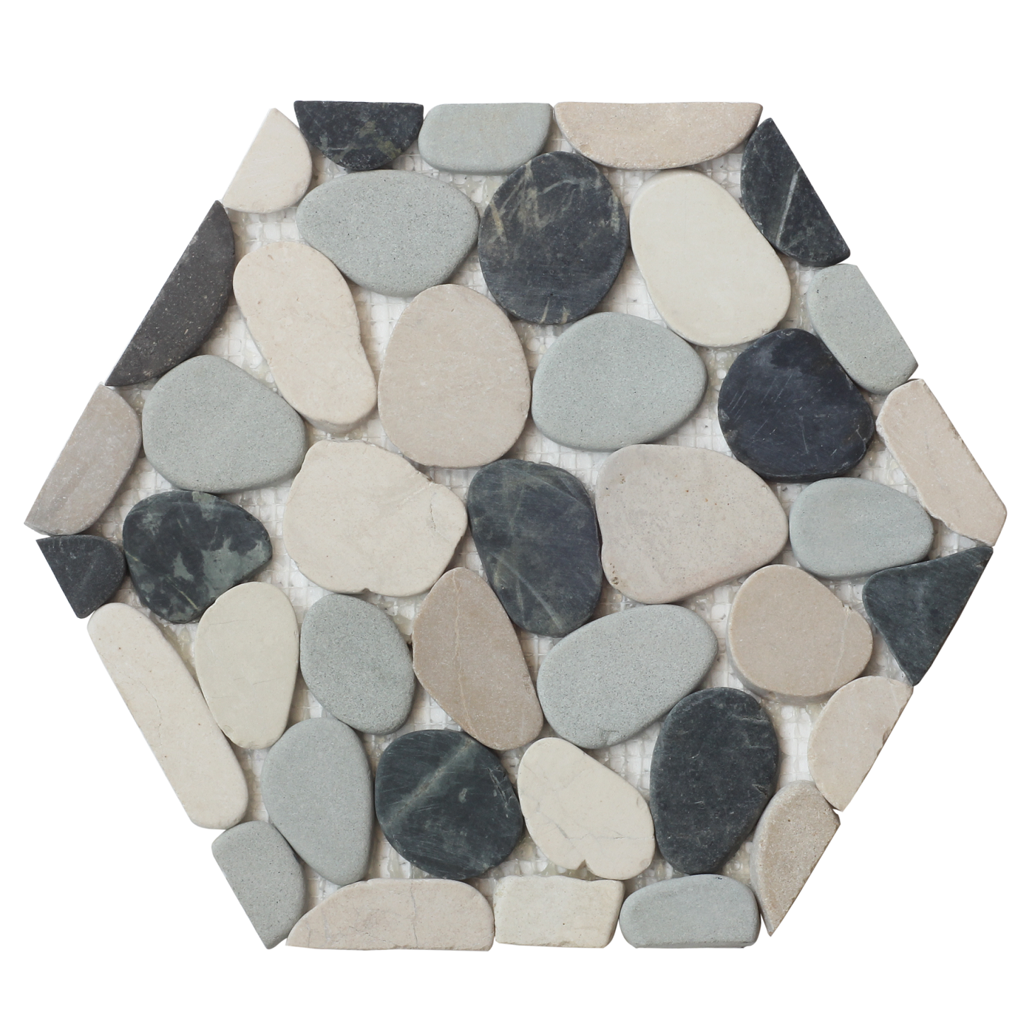 Honeycomb Flat Pebble Wall and Floor Mosaic 6" x 6"