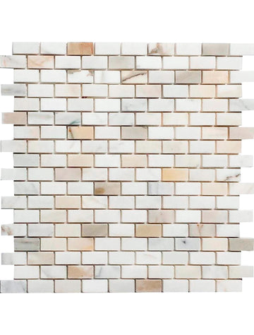 Calacatta Gold Brick Mosaic Backsplash Wall Tile 1x2"