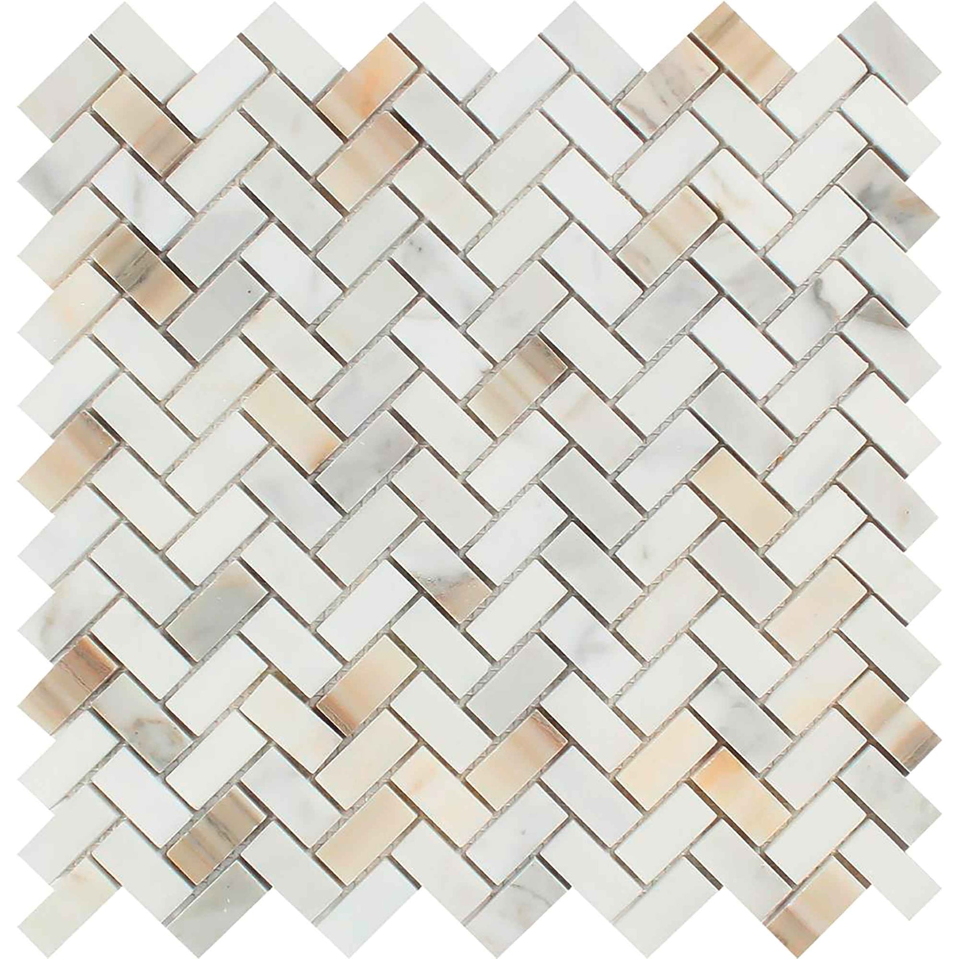 Calacatta Gold Herringbone Mosaic Backsplash Wall Tile 1x2"