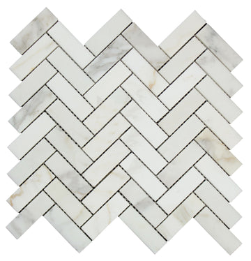 Calacatta Gold Herringbone Mosaic Backsplash Wall Tile