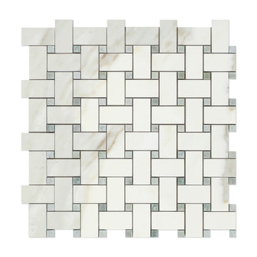 Calacatta Gold Basketweave Mosaic Backsplash Wall Tile