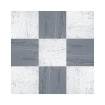 Checkerboard - Carrara White & Bardiglio Imperiale Marble Tile
