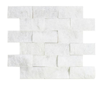 Carrara Italian Split Face Brick Mosaic Backsplash Wall Tile 1x2"