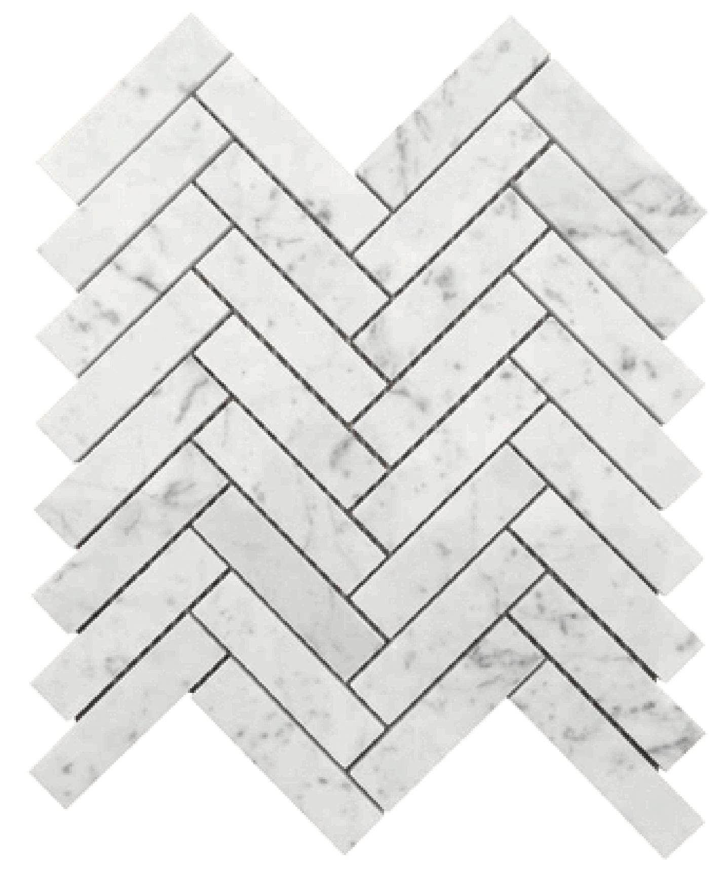 Carrara Italian Herringbone Mosaic Backsplash and Wall Tile 1x3"