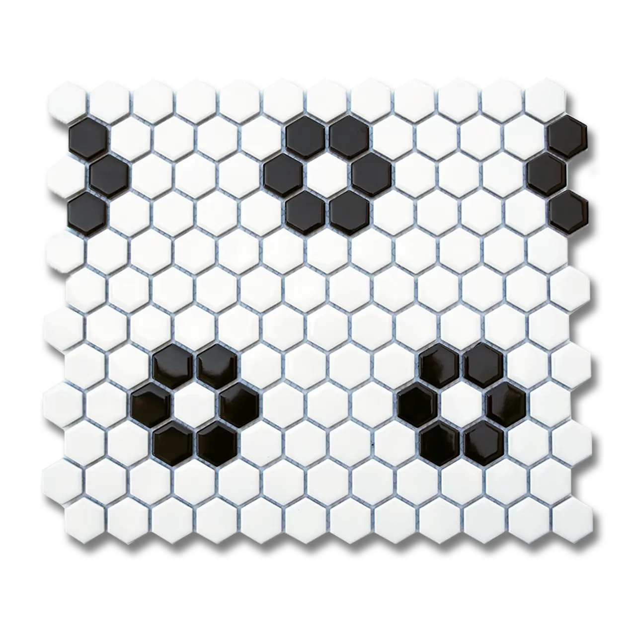 CC Mosaics 1”x1” Flower Hexagon Glazed Porcelain Mosaic Tile