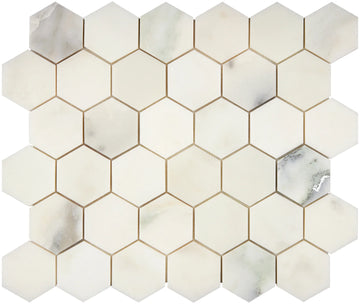 Mosaico hexagonal de mármol Calacatta Oliva 