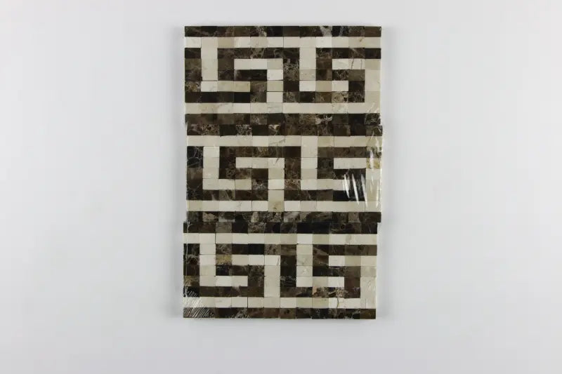 Crema Marfil Polished w/Emp. Dark Greek Key Border Tile 3 1/2x7"