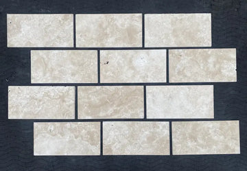 Azulejo de mosaico de ladrillos caídos color crema Durango de 2x4"