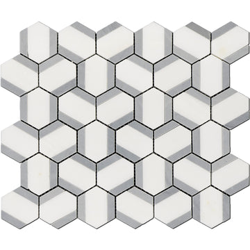 Prism Hexagon Marble Polished Floor and Wall Mosaic Tile