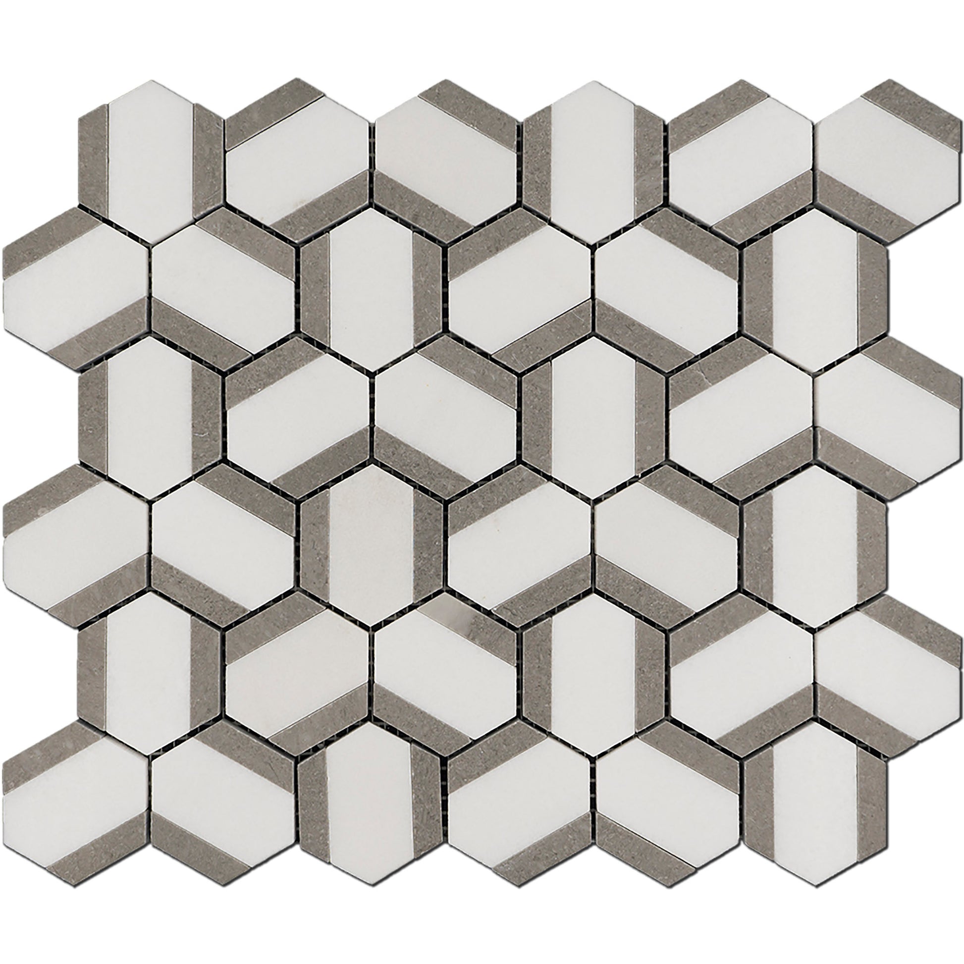 Elemental Hexagon Marble Polished Floor and Wall Mosaic Tile