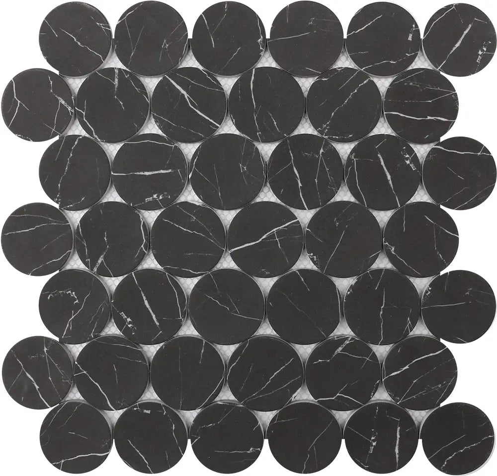 Nero Marquina Dots Marble 12X12 Mosaic Tile